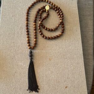 Brown Beaded Necklace with Tassel